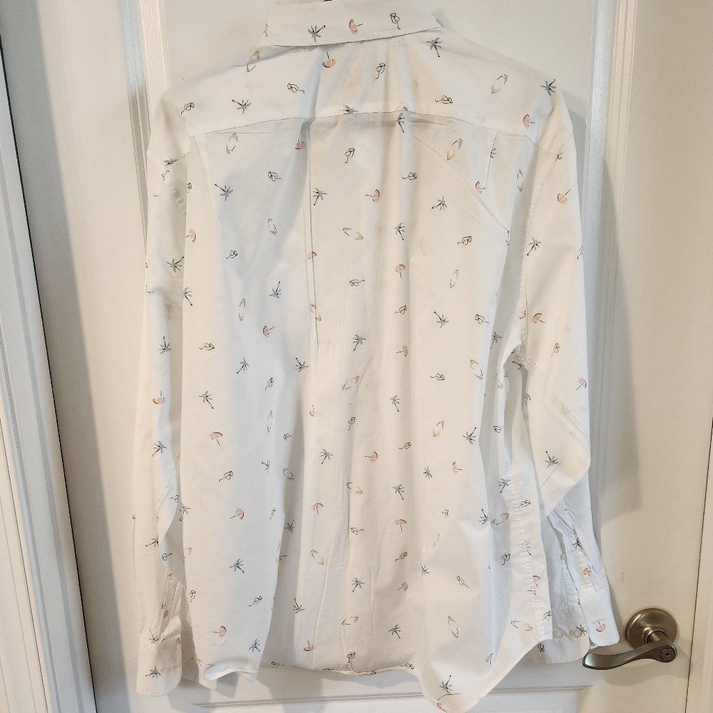 Bonobos large white gray men button down shirt with skiers design - Picture 7 of 8